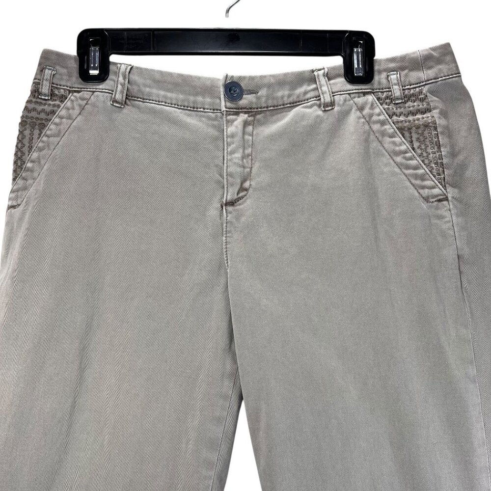 Sundance Womens Beige Pants Tan Chinos Embroidered Pockets Size 8 Preppy